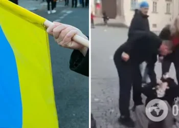 Збили з ніг: у Чехії на мітингу популістів напали на хлопця з прапором України